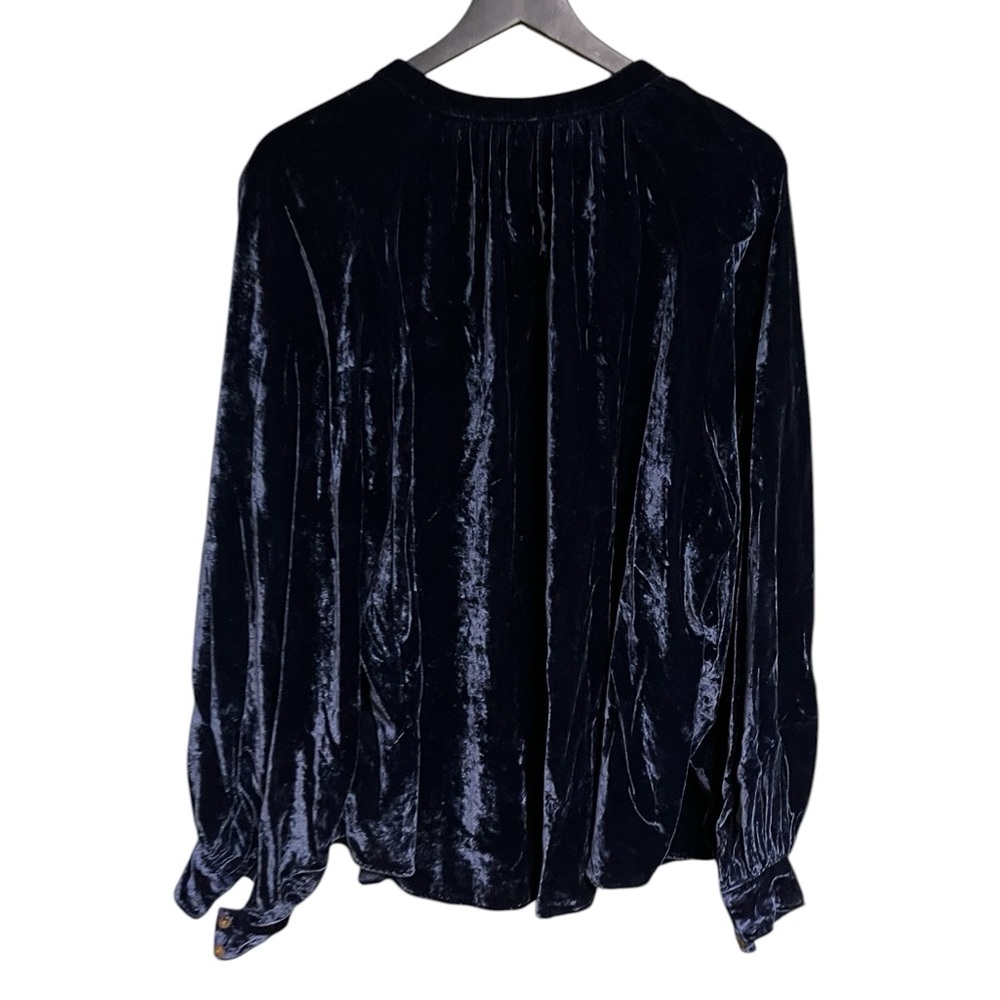 Pilcro by Anthropologie Navy Velvet Button-Front Women's Top size 2X - Picture 10 of 15